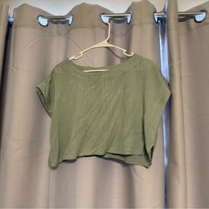 Altar'd State Boxy Sage Green Crop Top